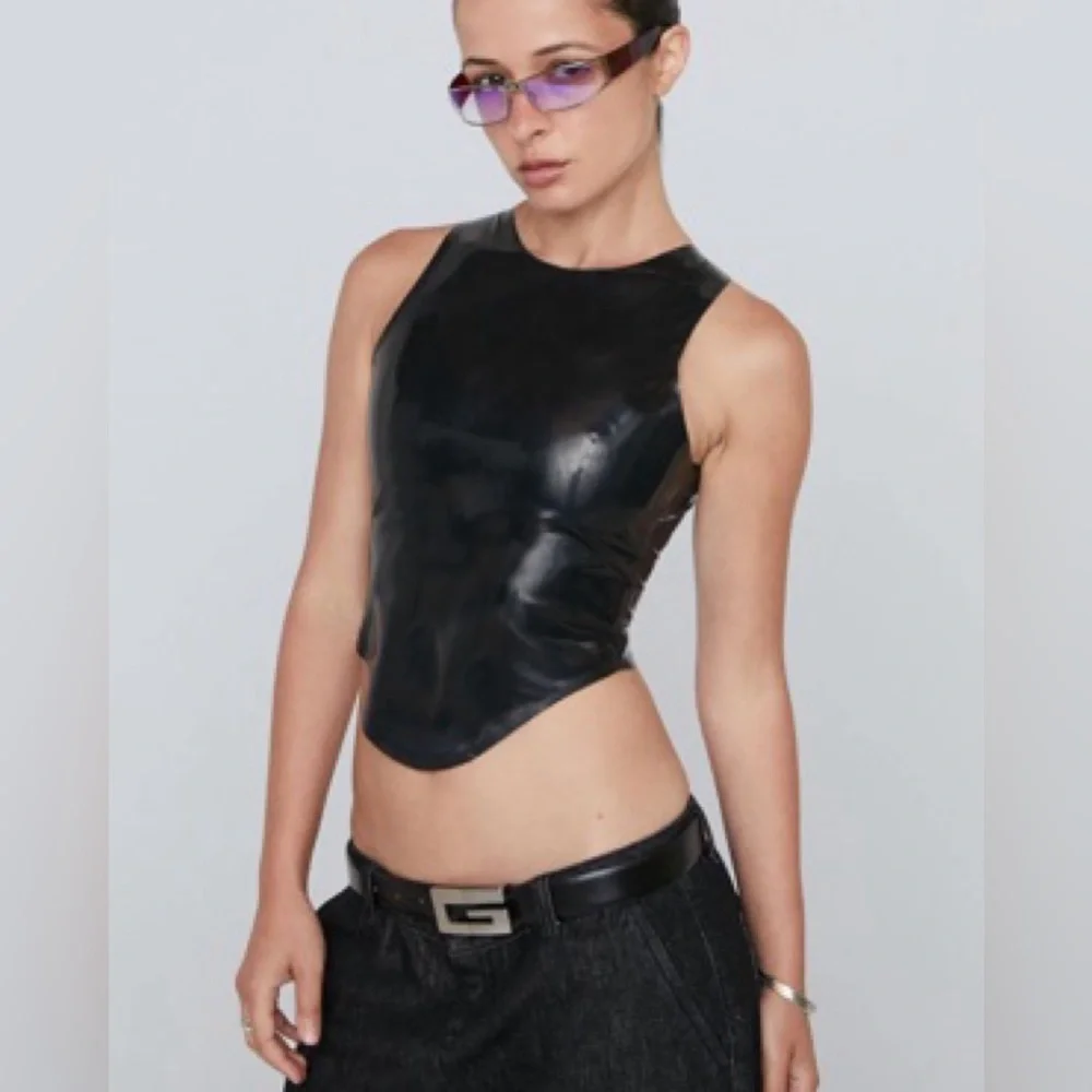 Miaou Jinx Tank Top Cami Latex Black Fetish Sz Large NWT $295...Revolve - Picture 11 of 16